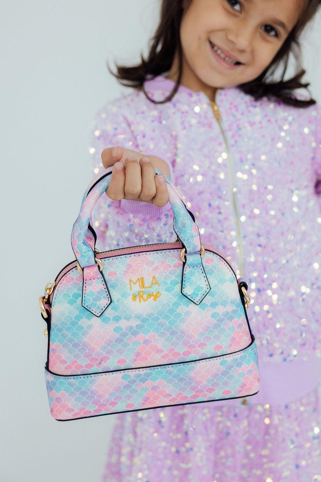 Mermaid Glitter Girls’ Crossbody Purse – Sparkly Kids Shoulder Bag