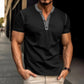 Men’s Short Sleeve Polo Shirt Summer Button V Neck Top
