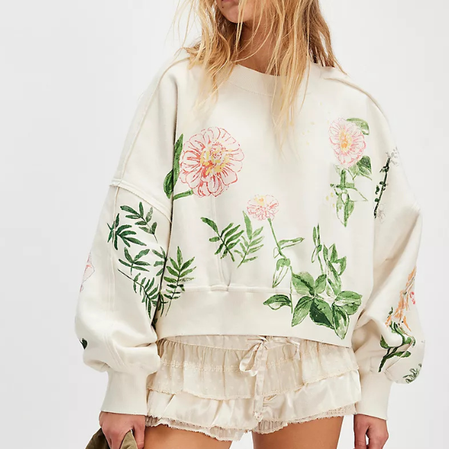 Women’s Printed Loose Hoodie Casual Autumn Winter Pullover Top