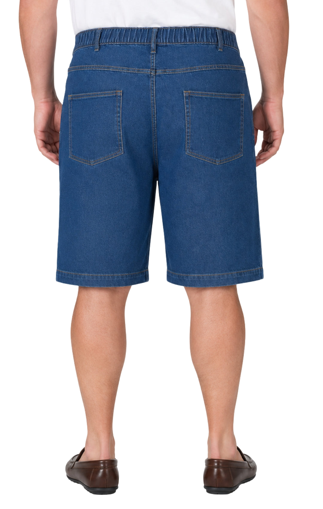Men’s Pull On Stretch Denim Twill Shorts Elastic Waist