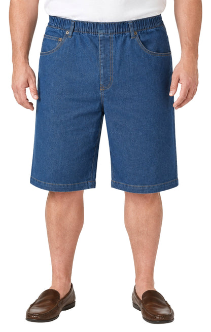 Men’s Pull On Stretch Denim Twill Shorts Elastic Waist