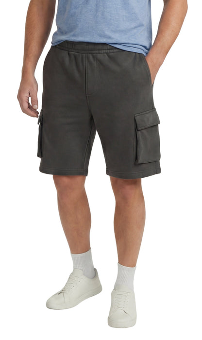Men’s Fleece Cargo Shorts Elastic Waist Multi Pocket Sweatshorts