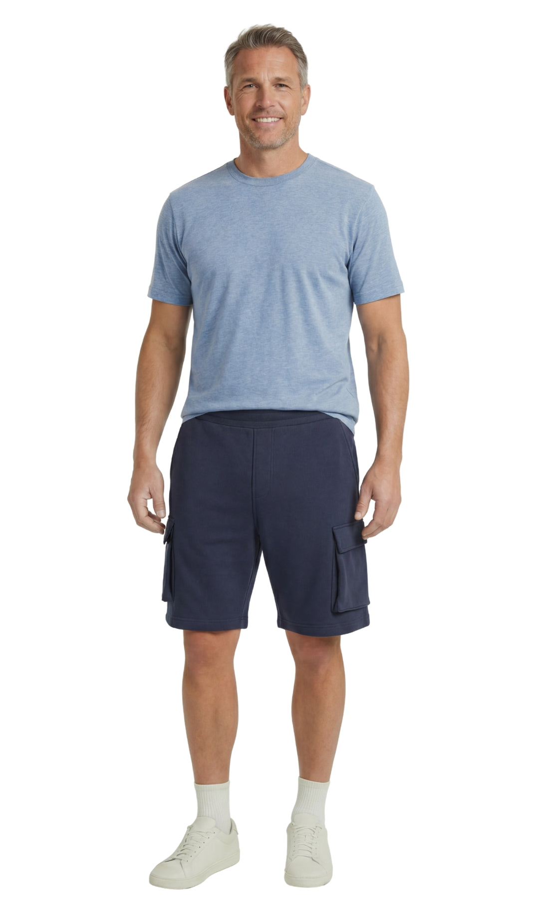 Men’s Fleece Cargo Shorts Elastic Waist Multi Pocket Sweatshorts