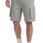 Men’s Fleece Cargo Shorts Elastic Waist Multi Pocket Sweatshorts
