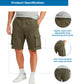 Men’s Fleece Cargo Shorts Elastic Waist Multi Pocket Sweatshorts