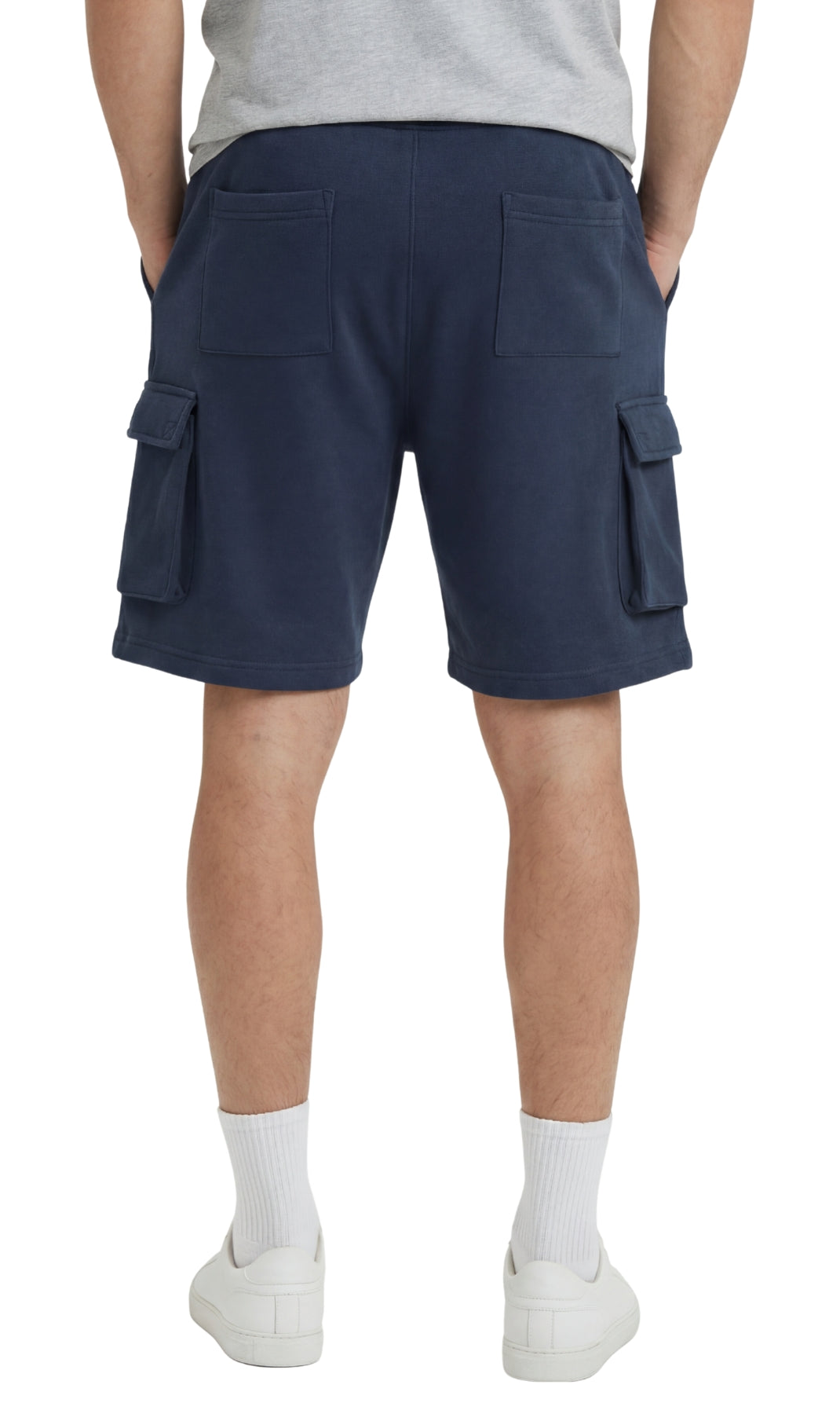 Men’s Fleece Cargo Shorts Elastic Waist Multi Pocket Sweatshorts