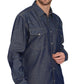 Men's Western Snap Button Shirt — Denim and Twill with Stitched Yoke