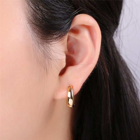 24K Gold Filled Huggie Hoop Earrings Minimalist Everyday Jewelry