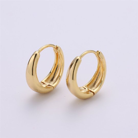 24K Gold Filled Huggie Hoop Earrings Minimalist Everyday Jewelry