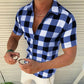 Men’s Plaid Zipper Short Sleeve Summer Casual Shirt
