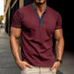 Men’s Short Sleeve Polo Shirt Summer Button V Neck Top