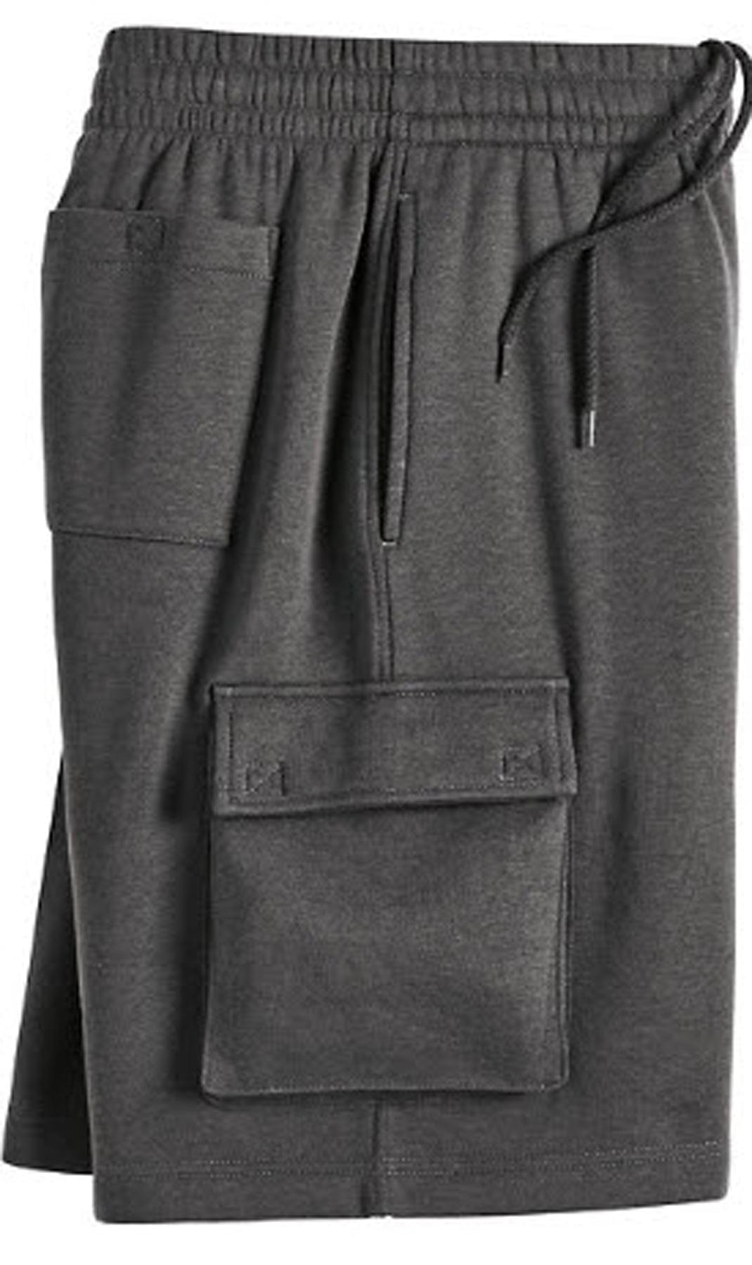 Men’s Fleece Cargo Shorts Elastic Waist Multi Pocket Sweatshorts