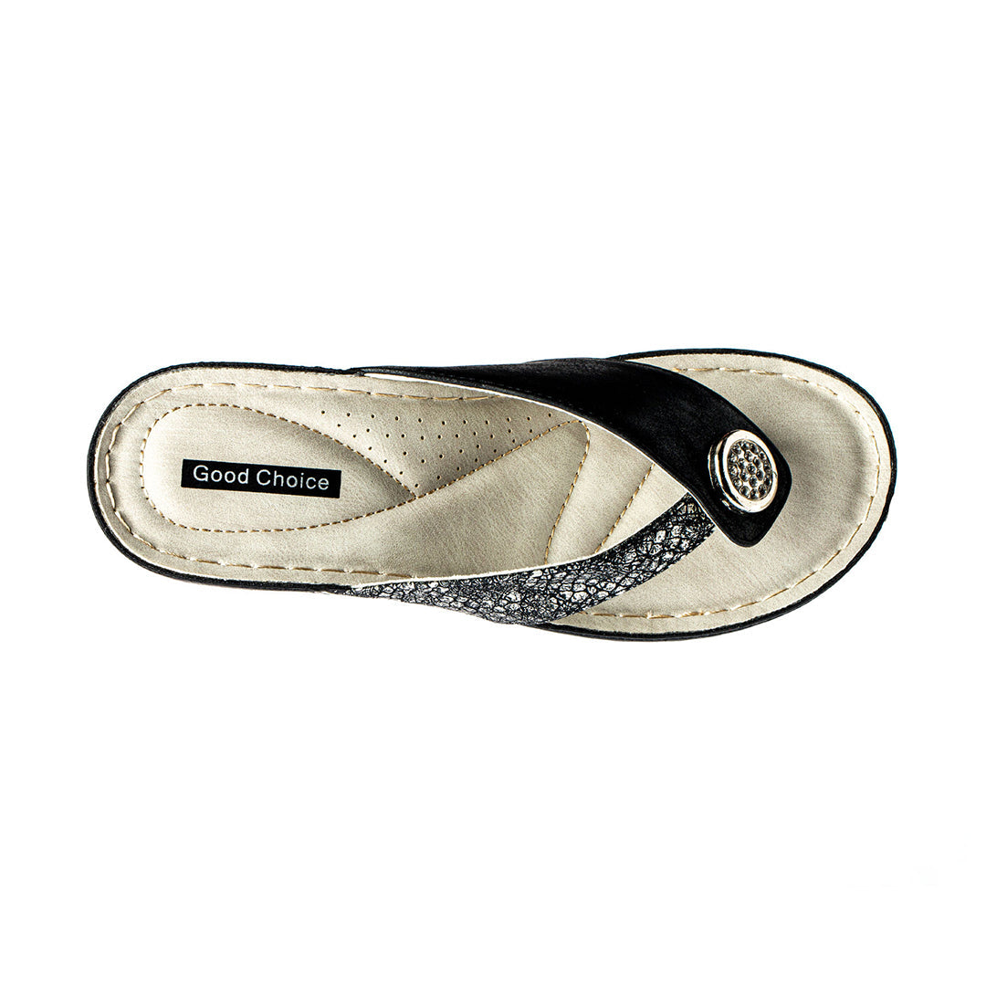 Women’s Dafni Black Wedge Sandals Stylish Comfortable Summer Footwear