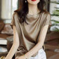 Women’s Silk Thin Short Sleeve Loose Brown Summer Top