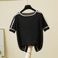Women’s Thin Knitted Striped Short Sleeve Summer Fashion T-Shirt