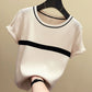 Women’s Thin Knitted Striped Short Sleeve Summer Fashion T-Shirt