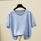 Women’s Thin Knitted Striped Short Sleeve Summer Fashion T-Shirt