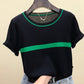 Women’s Thin Knitted Striped Short Sleeve Summer Fashion T-Shirt