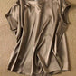 Women’s Silk Thin Short Sleeve Loose Brown Summer Top