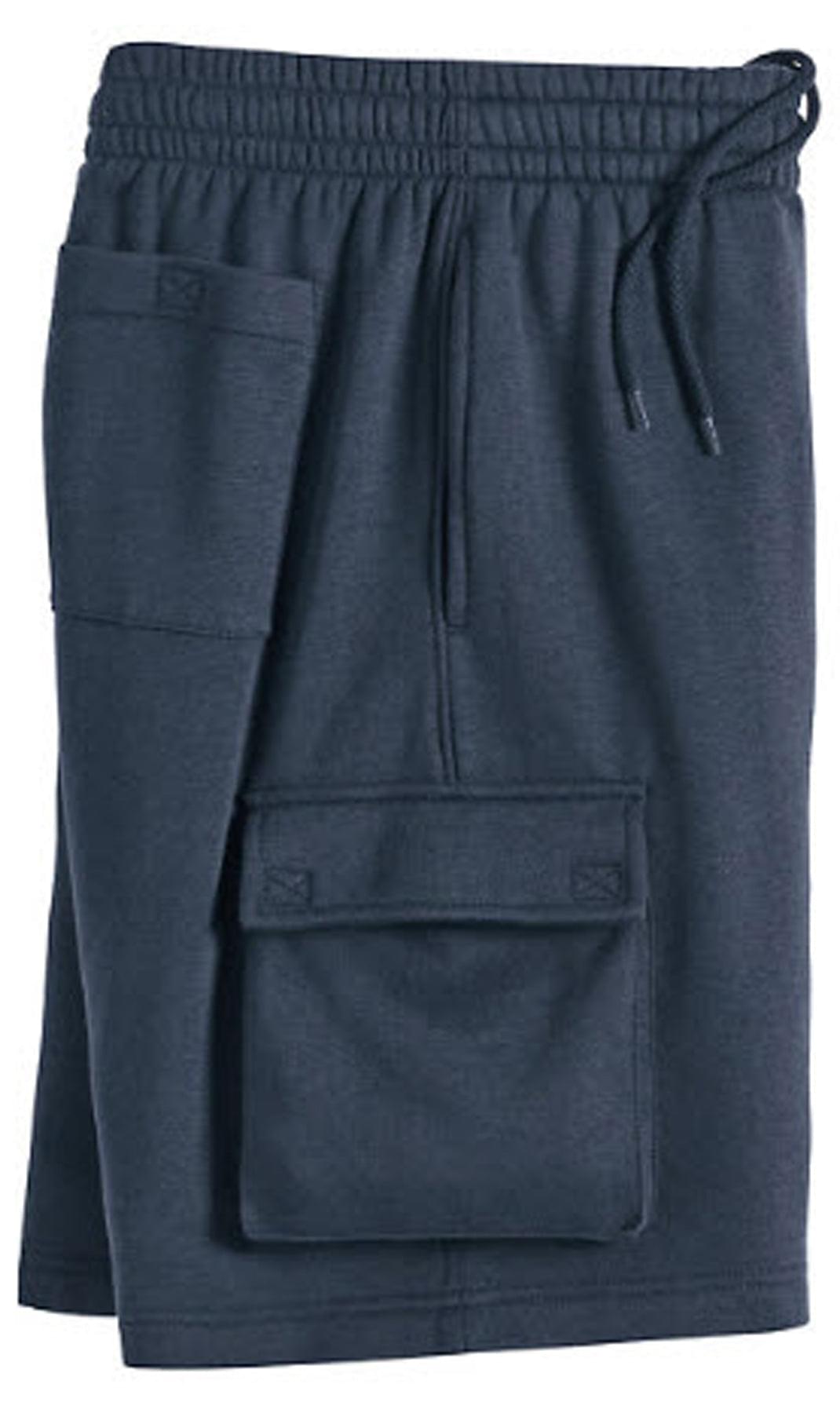 Men’s Fleece Cargo Shorts Elastic Waist Multi Pocket Sweatshorts