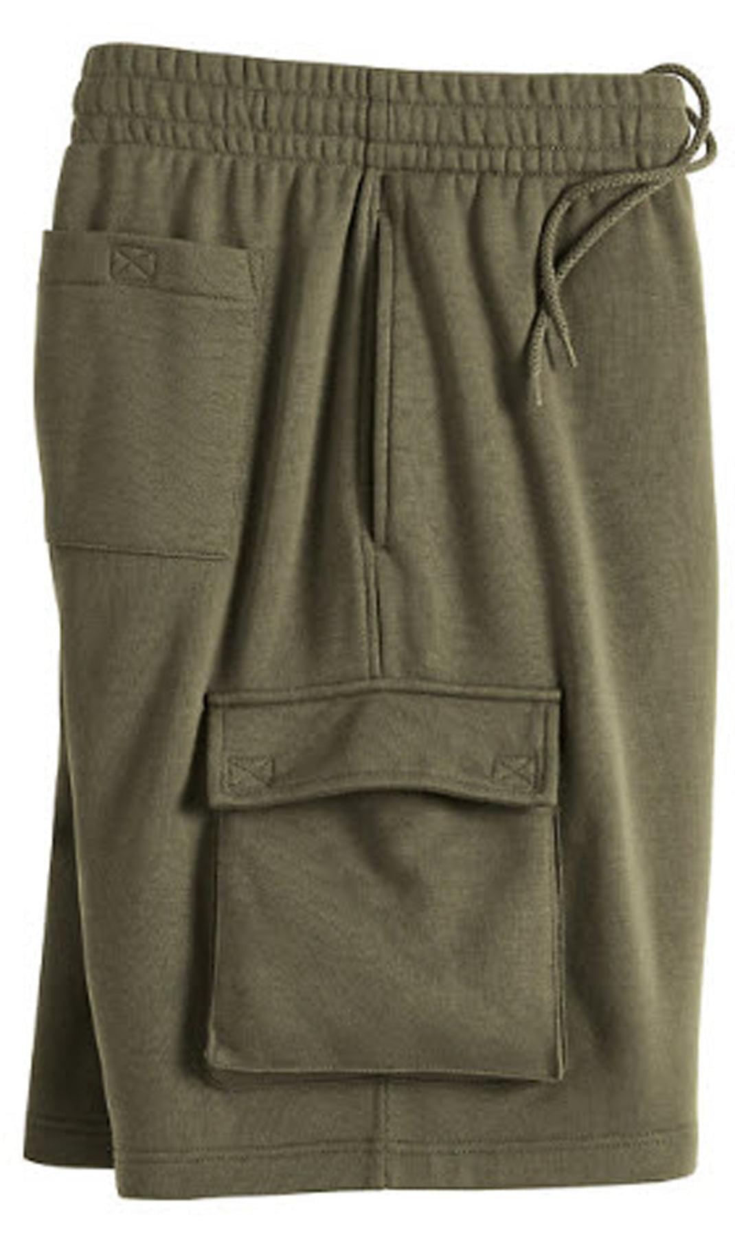 Men’s Fleece Cargo Shorts Elastic Waist Multi Pocket Sweatshorts