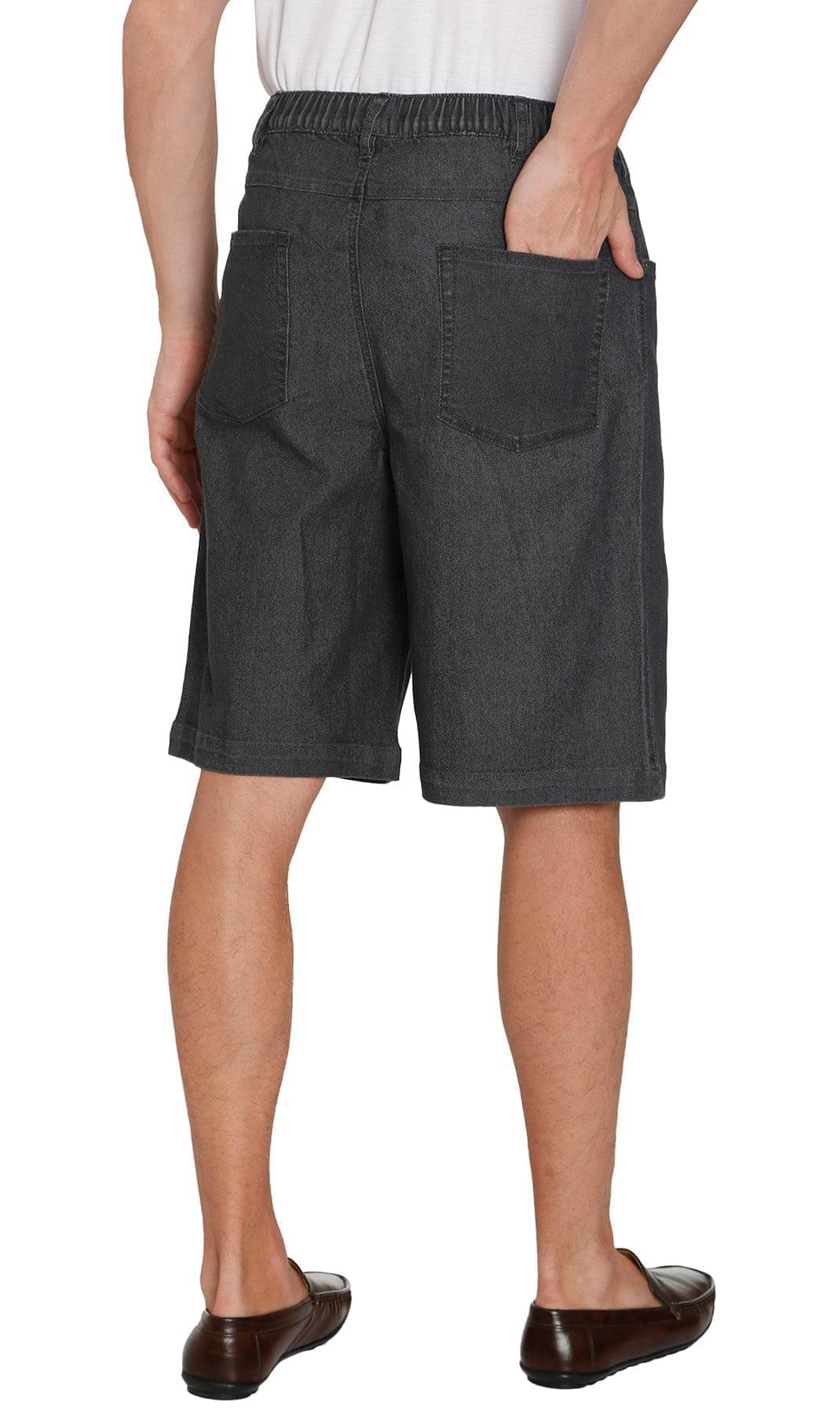 Men’s Pull On Stretch Denim Twill Shorts Elastic Waist