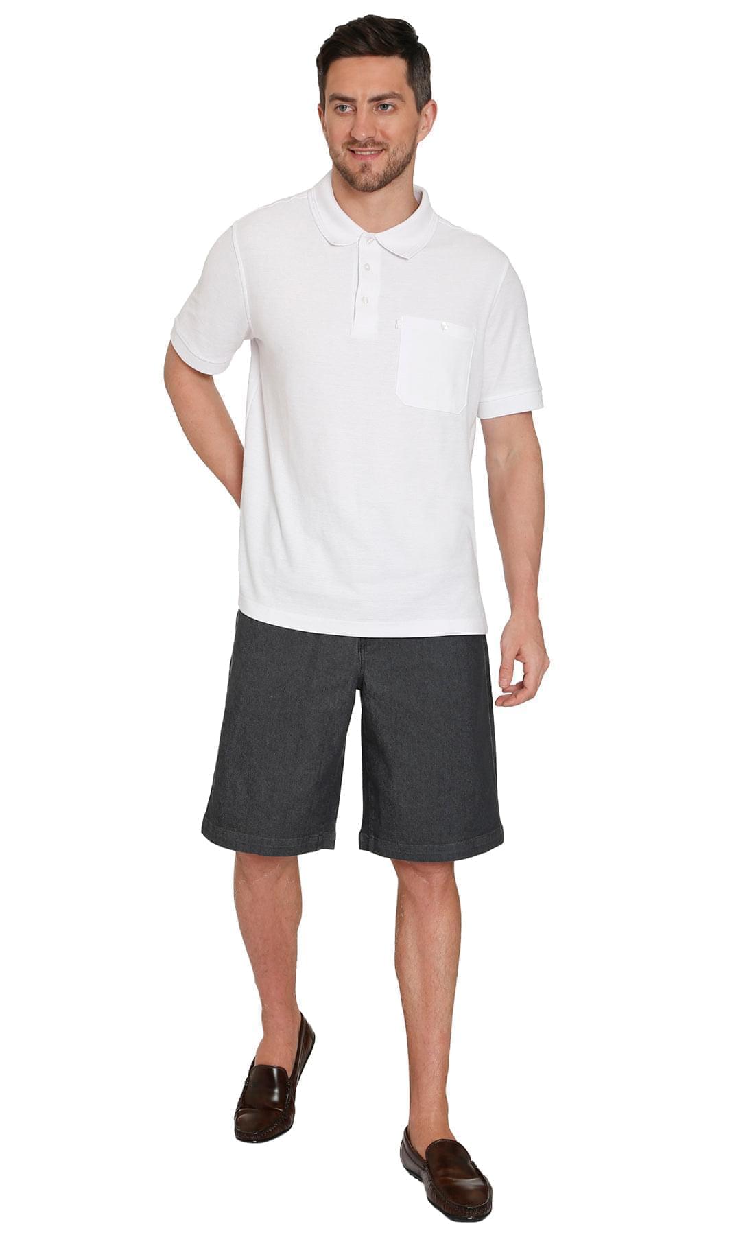 Men’s Pull On Stretch Denim Twill Shorts Elastic Waist