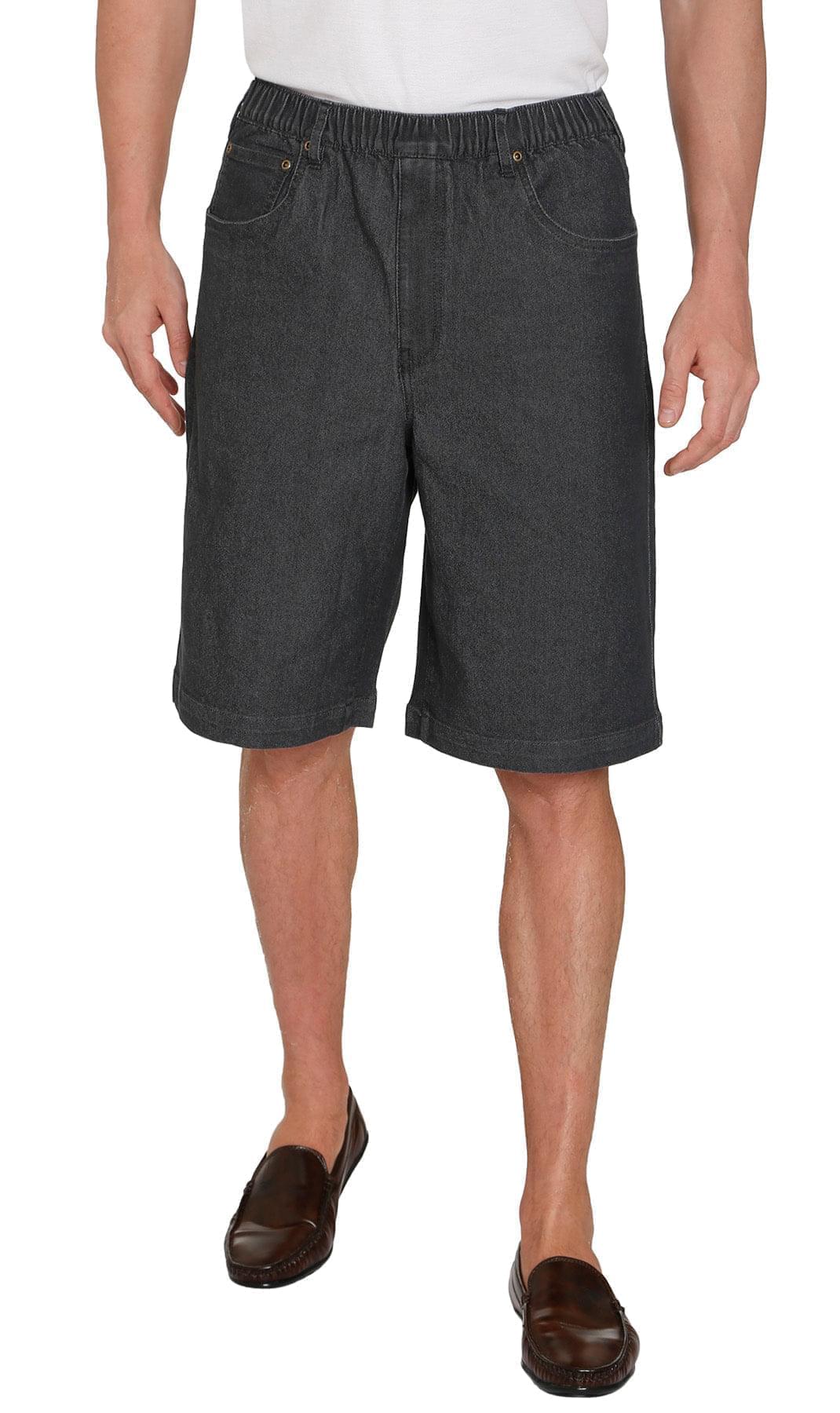 Men’s Pull On Stretch Denim Twill Shorts Elastic Waist