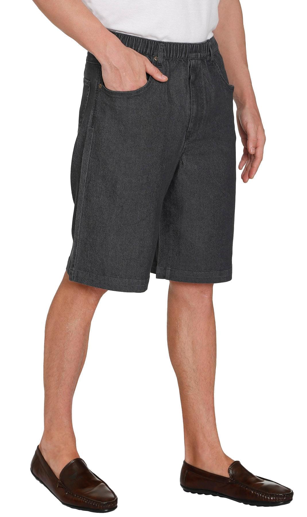 Men’s Pull On Stretch Denim Twill Shorts Elastic Waist