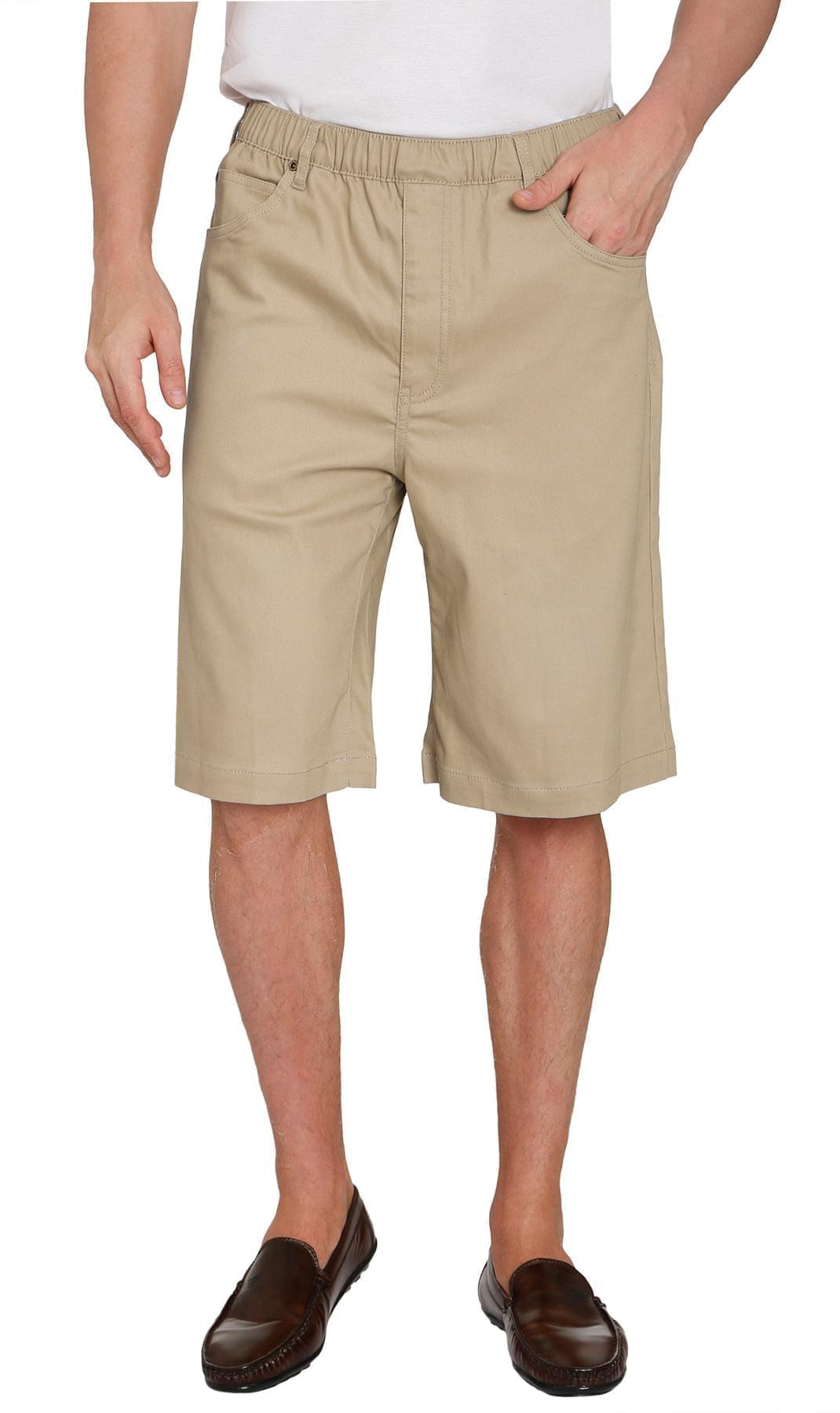 Men’s Pull On Stretch Denim Twill Shorts Elastic Waist