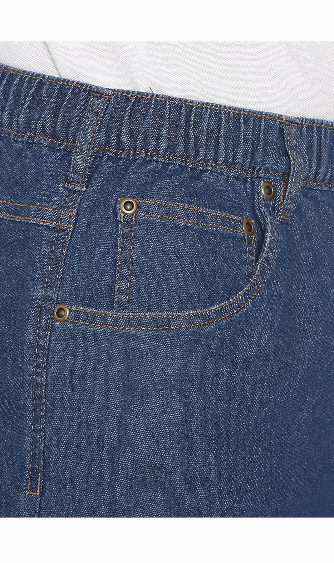 Men’s Pull On Stretch Denim Twill Shorts Elastic Waist