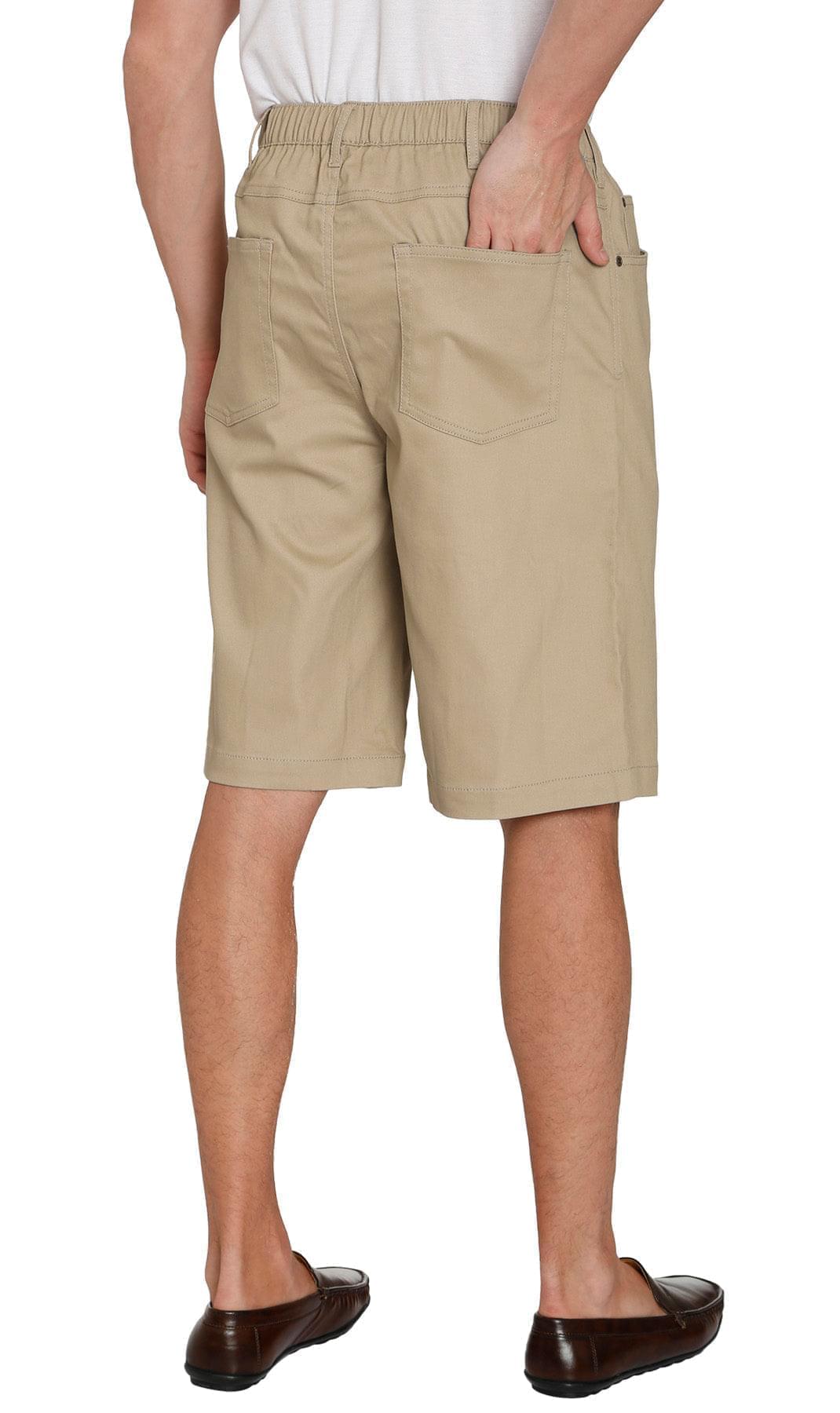 Men’s Pull On Stretch Denim Twill Shorts Elastic Waist
