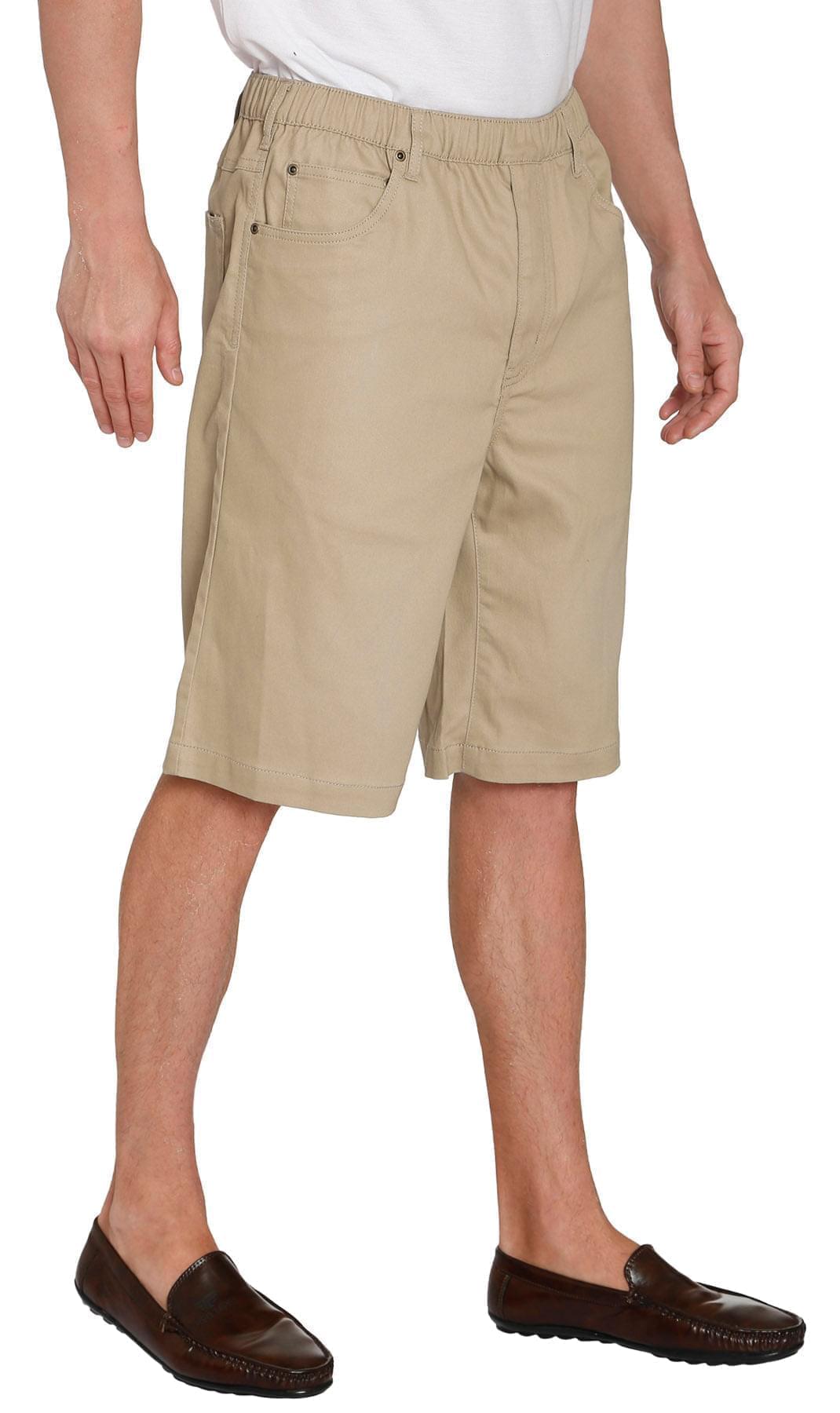 Men’s Pull On Stretch Denim Twill Shorts Elastic Waist