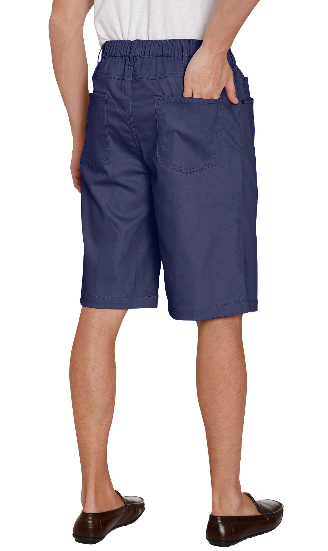 Men’s Pull On Stretch Denim Twill Shorts Elastic Waist