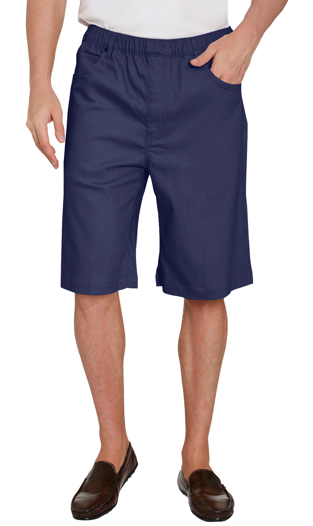 Men’s Pull On Stretch Denim Twill Shorts Elastic Waist