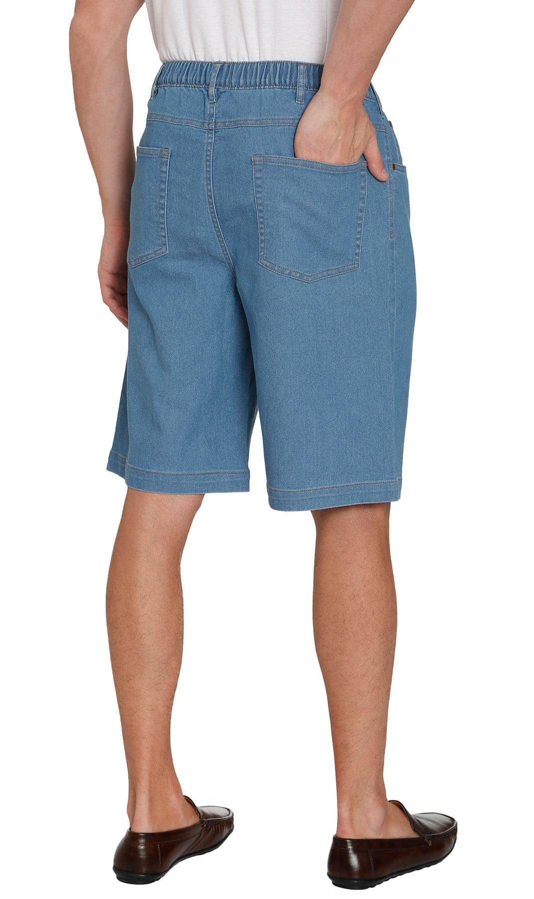 Men’s Pull On Stretch Denim Twill Shorts Elastic Waist