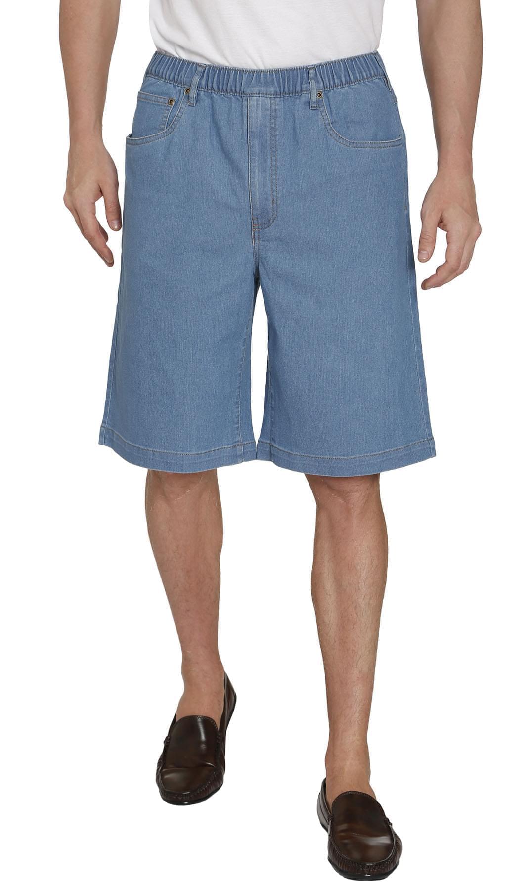 Men’s Pull On Stretch Denim Twill Shorts Elastic Waist