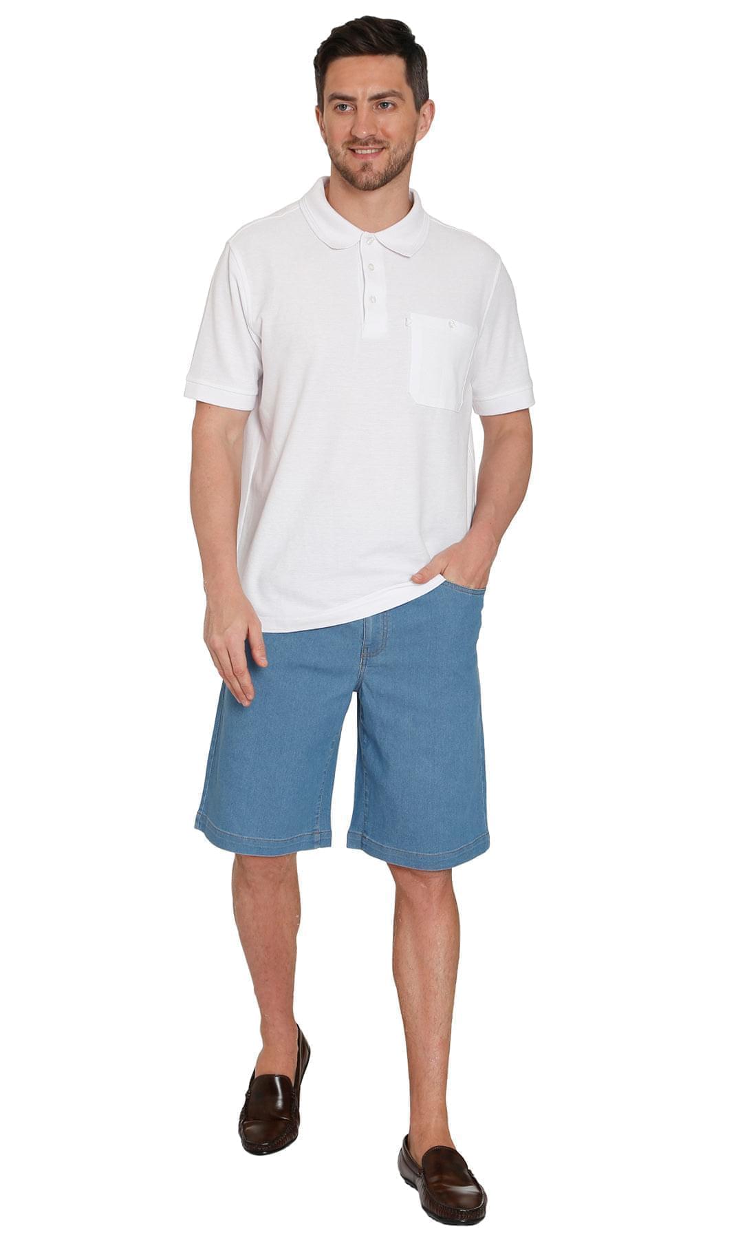 Men’s Pull On Stretch Denim Twill Shorts Elastic Waist