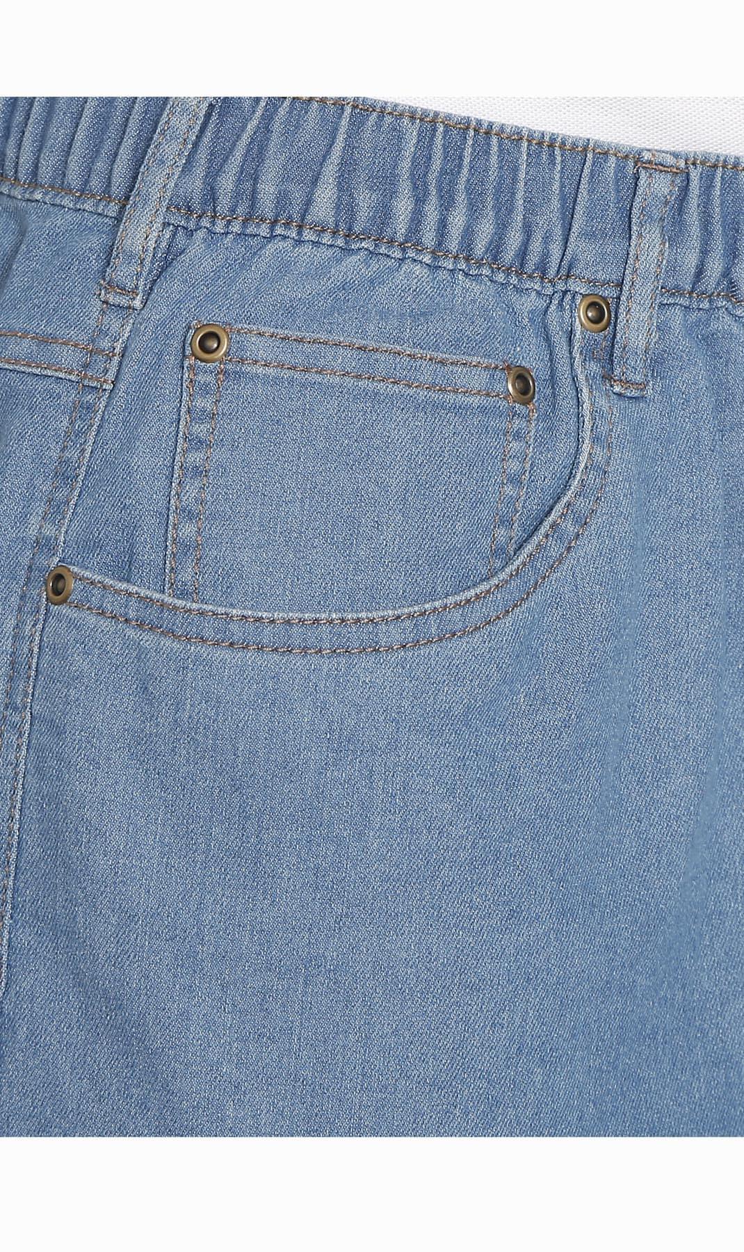 Men’s Pull On Stretch Denim Twill Shorts Elastic Waist