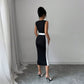 Women’s Summer Square Neck Maxi Dress Contrast Color Strappy