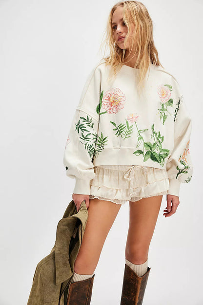 Women’s Printed Loose Hoodie Casual Autumn Winter Pullover Top