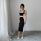 Women’s Summer Square Neck Maxi Dress Contrast Color Strappy