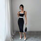 Women’s Summer Square Neck Maxi Dress Contrast Color Strappy