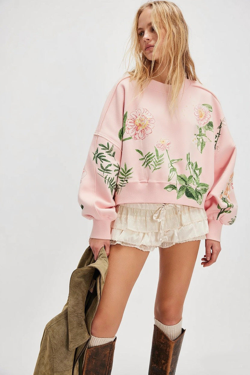 Women’s Printed Loose Hoodie Casual Autumn Winter Pullover Top