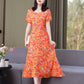 Women’s Summer Vintage Print Dress Loose Short Sleeve O Neck