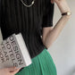 Women’s Pleated Short Sleeve Top Stylish Casual Fashion Shirt