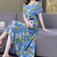 Women’s Summer Vintage Print Dress Loose Short Sleeve O Neck