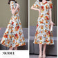 Women’s Summer Vintage Print Dress Loose Short Sleeve O Neck