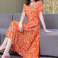 Women’s Summer Vintage Print Dress Loose Short Sleeve O Neck