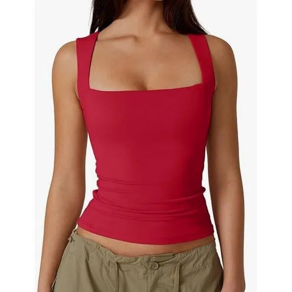 Women’s Square Neck Sleeveless Slim Fit Casual Fashion Tank